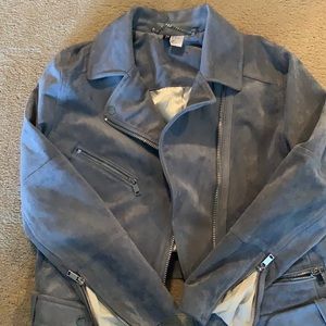 HM cropped faux suede moto jacket